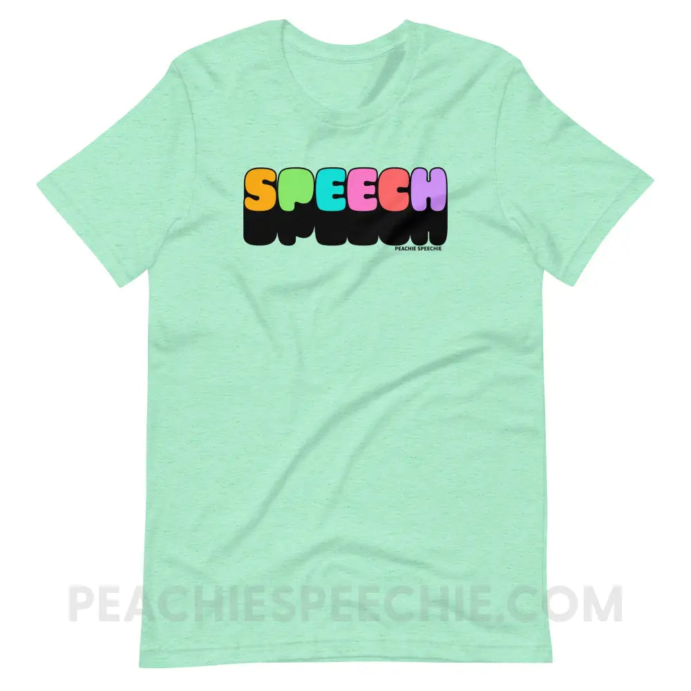 Neon Pop Speech Premium Soft Tee - Heather Mint / S - peachiespeechie.com