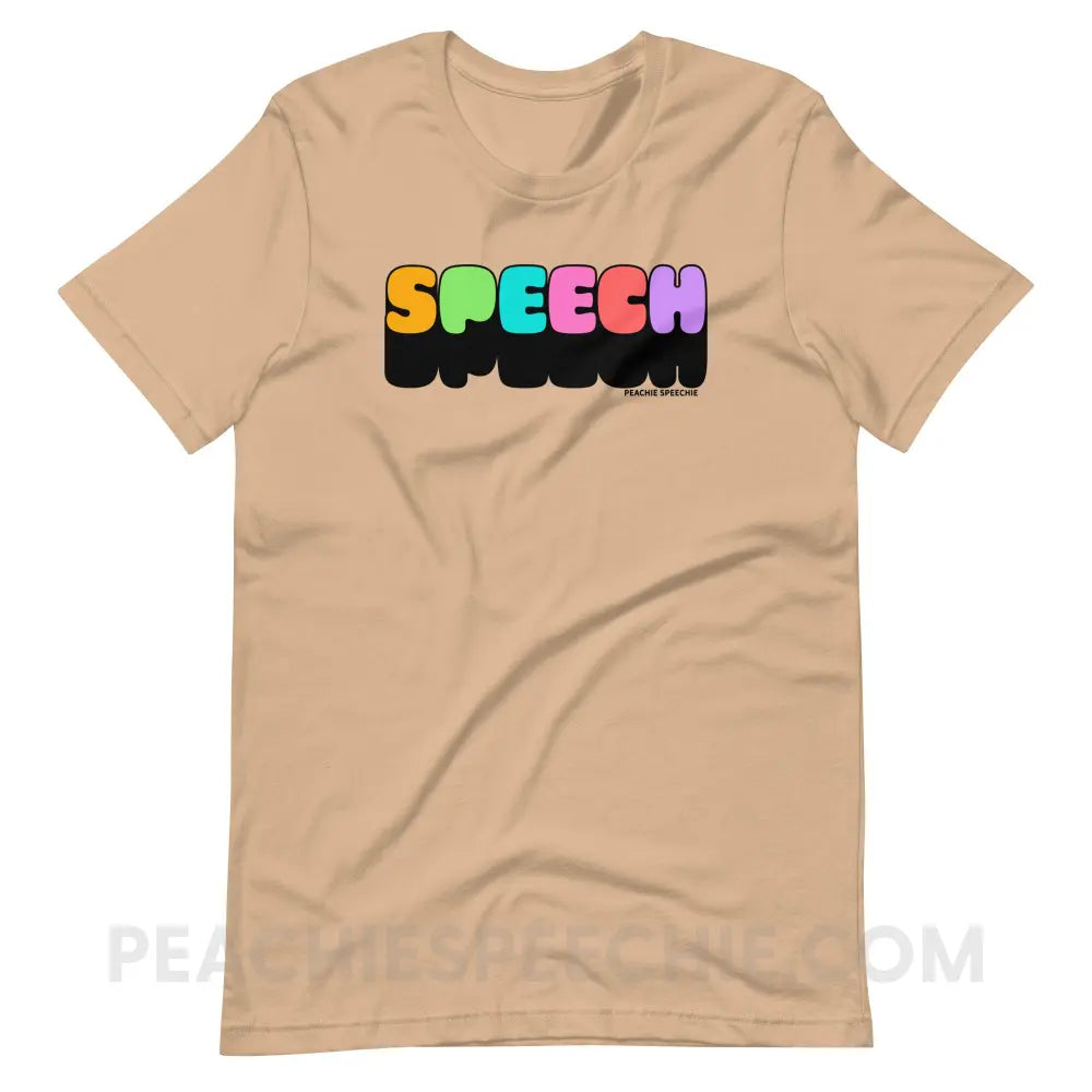 Neon Pop Speech Premium Soft Tee - Tan / XS - peachiespeechie.com