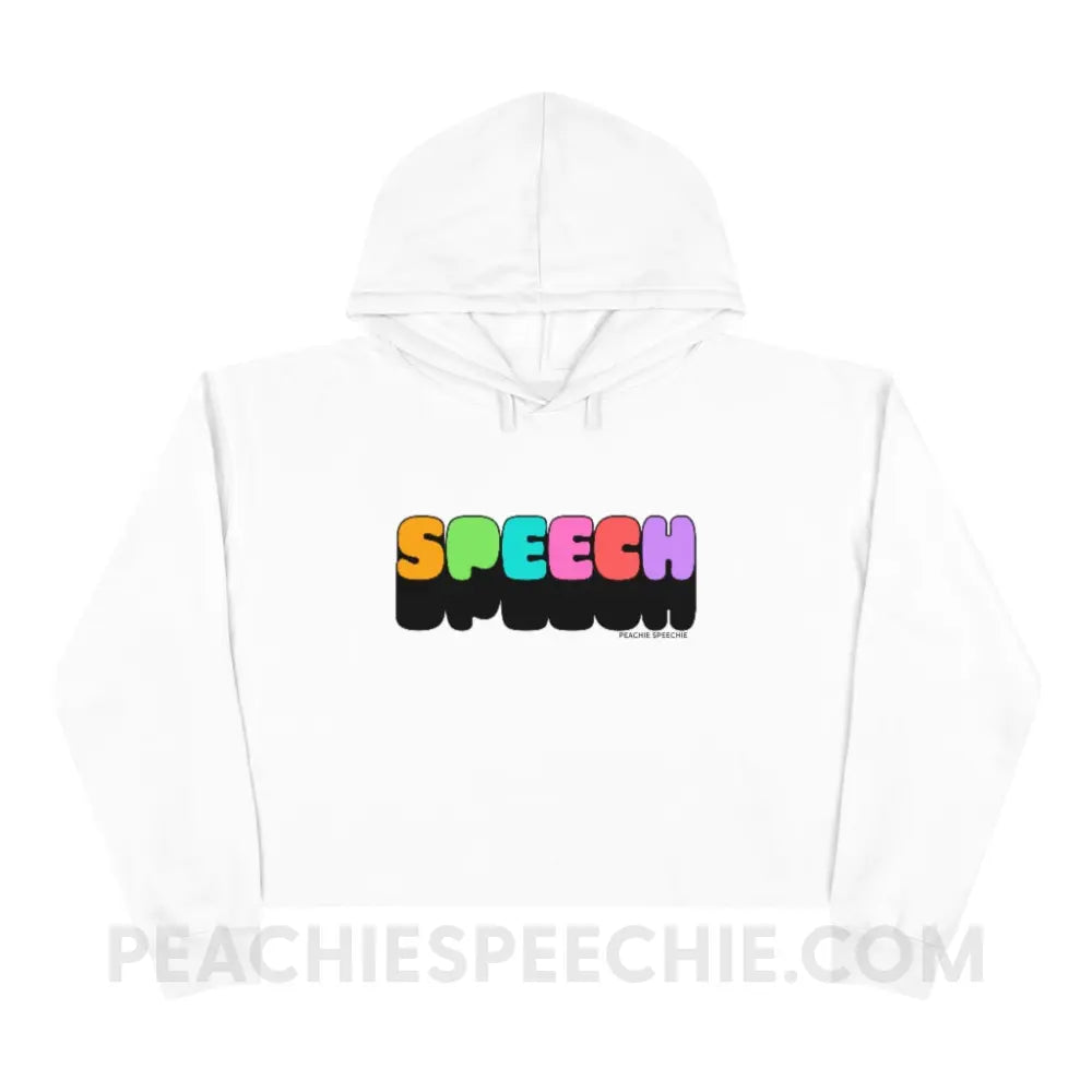 Neon Pop Speech Soft Crop Hoodie - White / XS - peachiespeechie.com