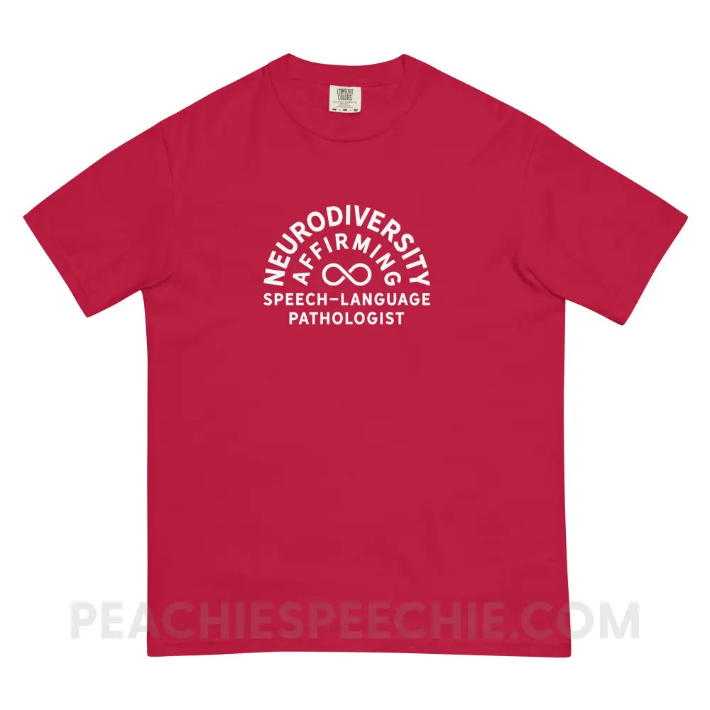 Neurodiversity Affirming SLP Comfort Colors Tee - Red / S - T-Shirt peachiespeechie.com