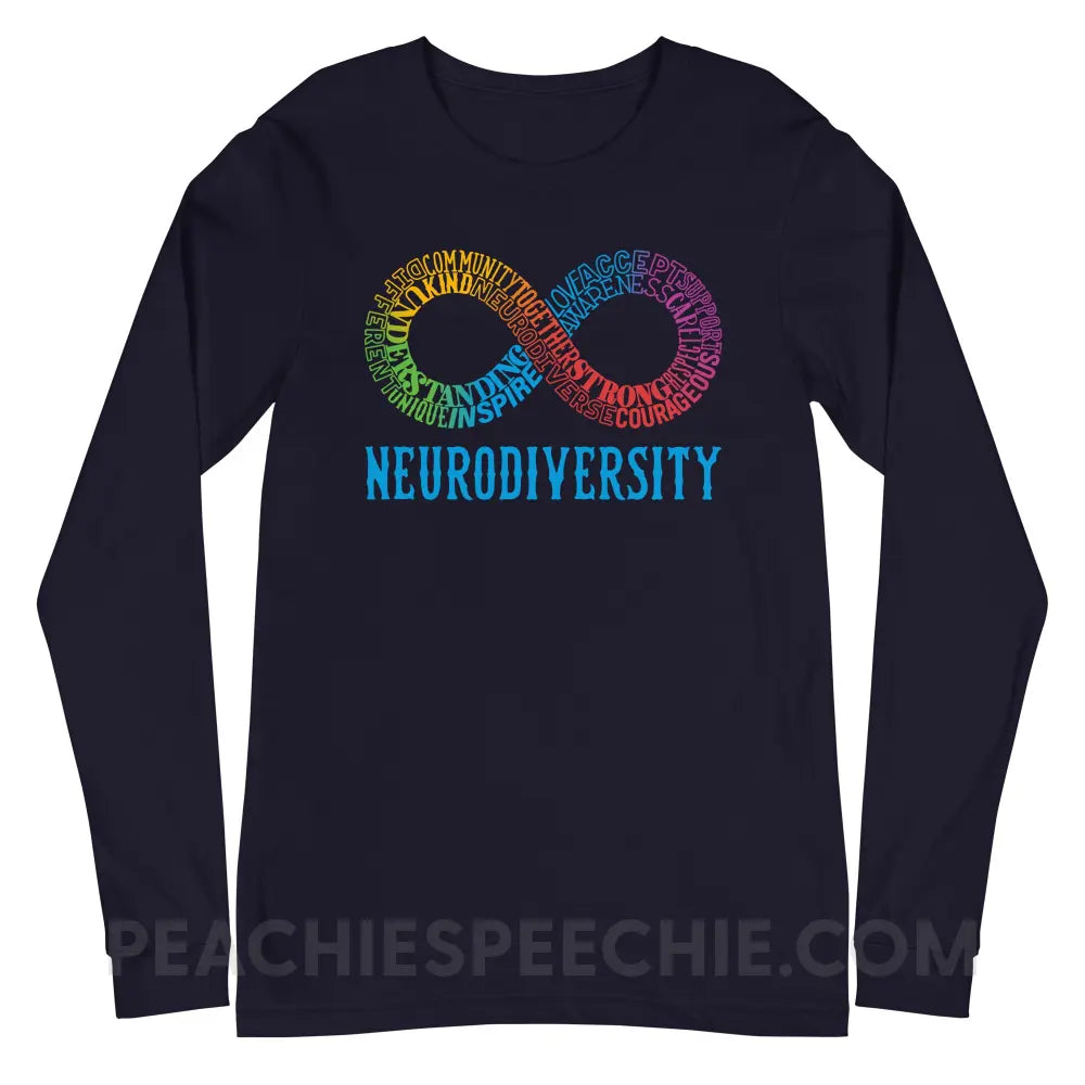 Neurodiversity Premium Long Sleeve - Navy / S T - Shirts & Tops peachiespeechie.com