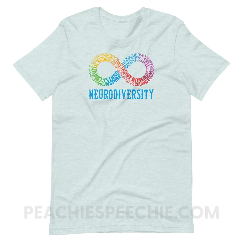 Neurodiversity Premium Soft Tee - Heather Prism Ice Blue / S - T-Shirt peachiespeechie.com