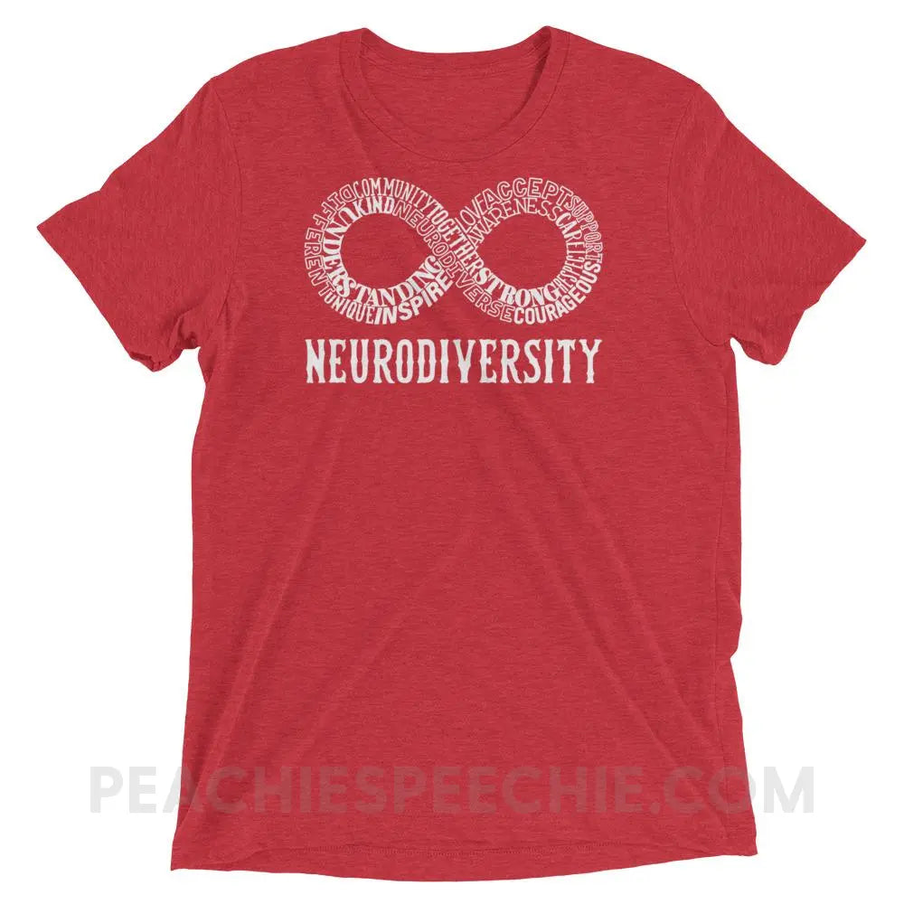 Neurodiversity Tri - Blend Tee - Red Triblend / XS T - Shirts & Tops peachiespeechie.com