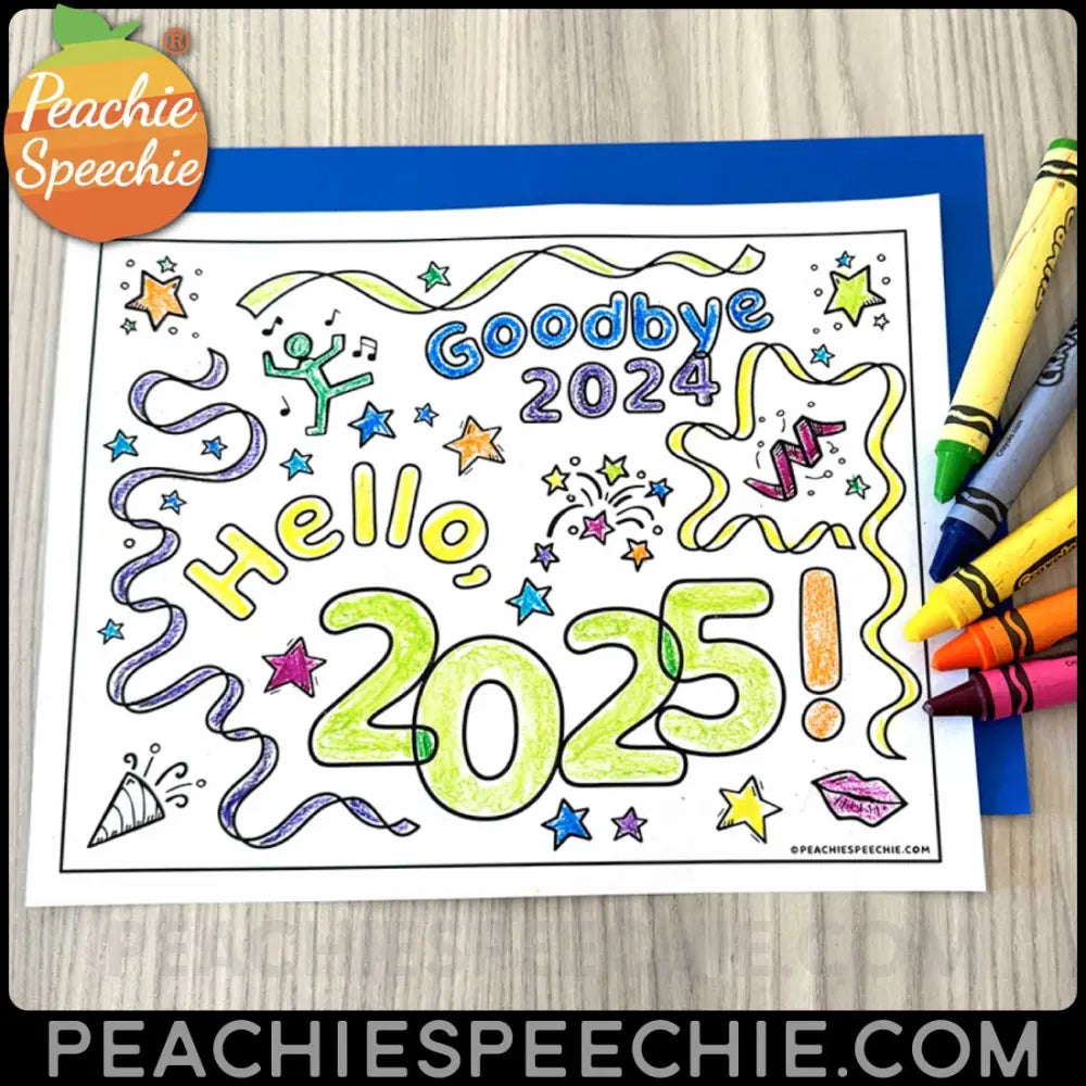 New Year 2025 Coloring Sheet - Materials peachiespeechie.com