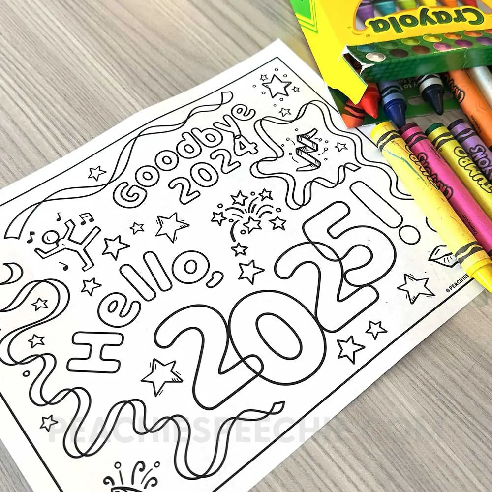 New Year 2025 Coloring Sheet - Materials peachiespeechie.com