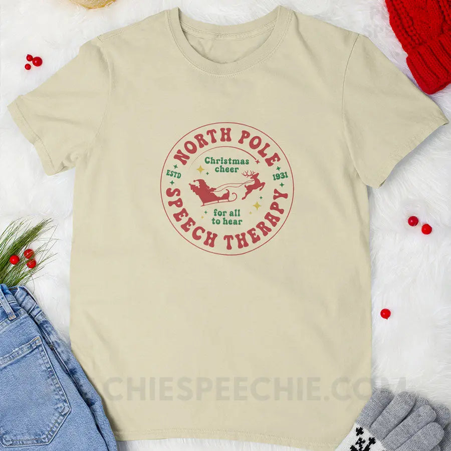 North Pole Speech Therapy Classic Tee - Natural / S - T-Shirt peachiespeechie.com