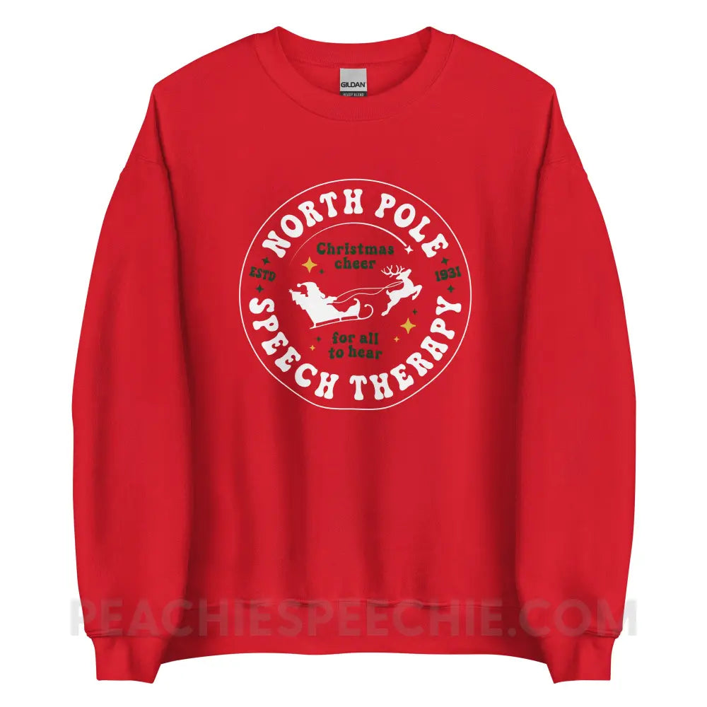 North Pole Speech Therapy Classic Sweatshirt - Red / S - peachiespeechie.com