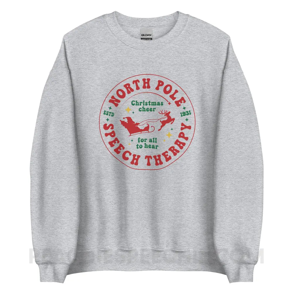 North Pole Speech Therapy Classic Sweatshirt - Sport Grey / S - peachiespeechie.com