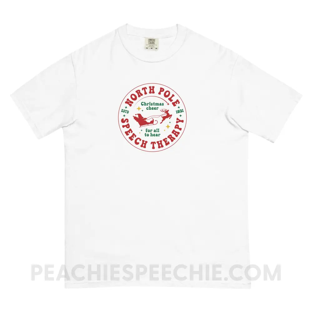 North Pole Speech Therapy Comfort Colors Tee - White / S - T-Shirt peachiespeechie.com