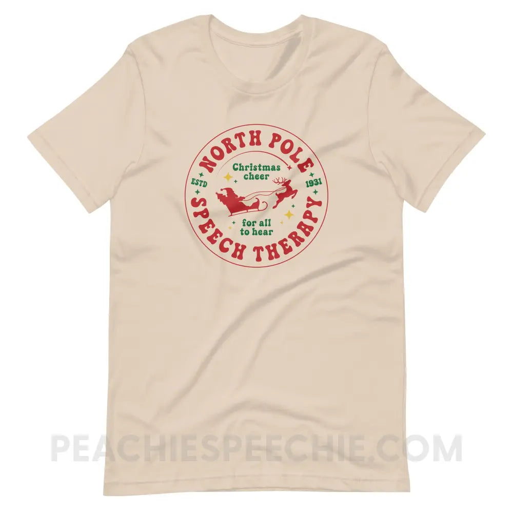 North Pole Speech Therapy Premium Soft Tee - Cream / S - T-Shirt peachiespeechie.com