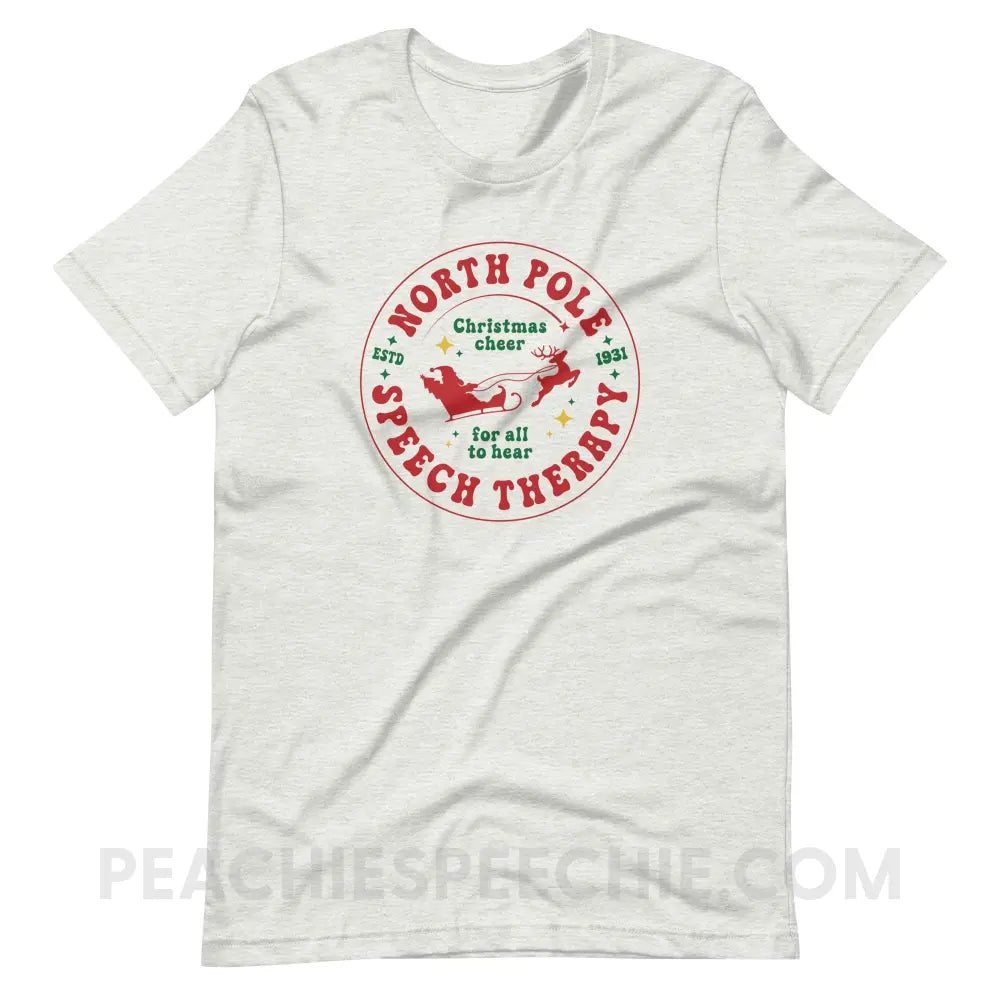North Pole Speech Therapy Premium Soft Tee - Ash / S - T-Shirt peachiespeechie.com