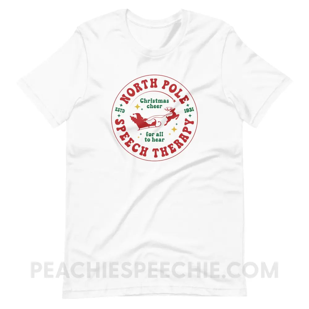 North Pole Speech Therapy Premium Soft Tee - White / S - T-Shirt peachiespeechie.com