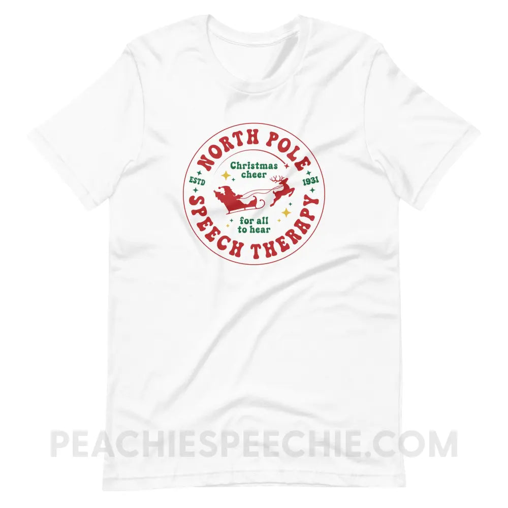 North Pole Speech Therapy Premium Soft Tee - White / S - T-Shirt peachiespeechie.com
