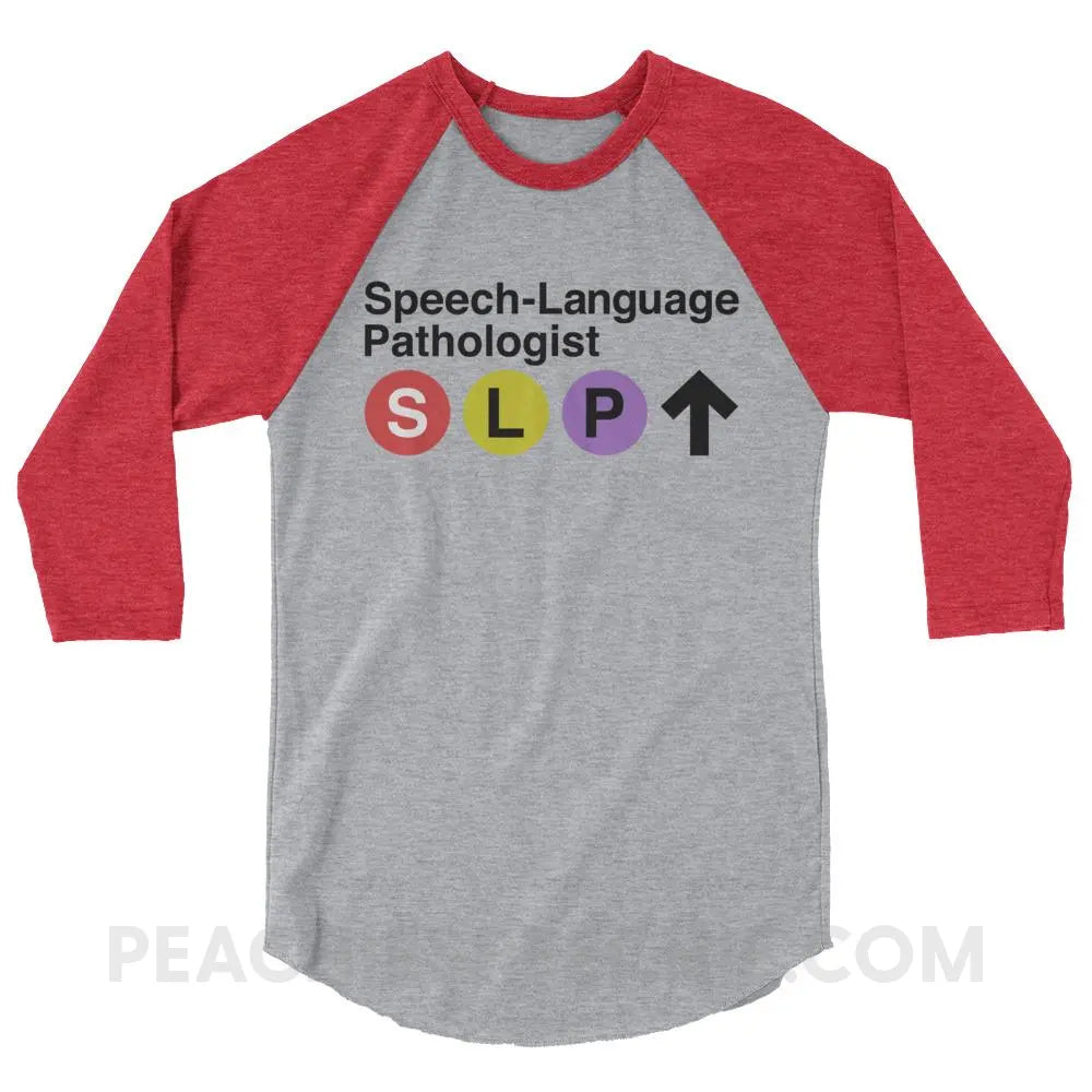 NYC SLP Baseball Tee - Heather Grey/Heather Red / XS T-Shirts & Tops peachiespeechie.com