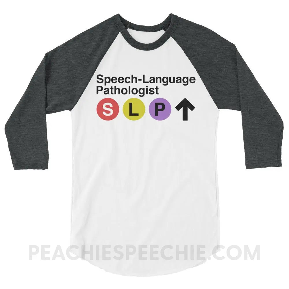 NYC SLP Baseball Tee - White/Heather Charcoal / XS - T-Shirts & Tops peachiespeechie.com