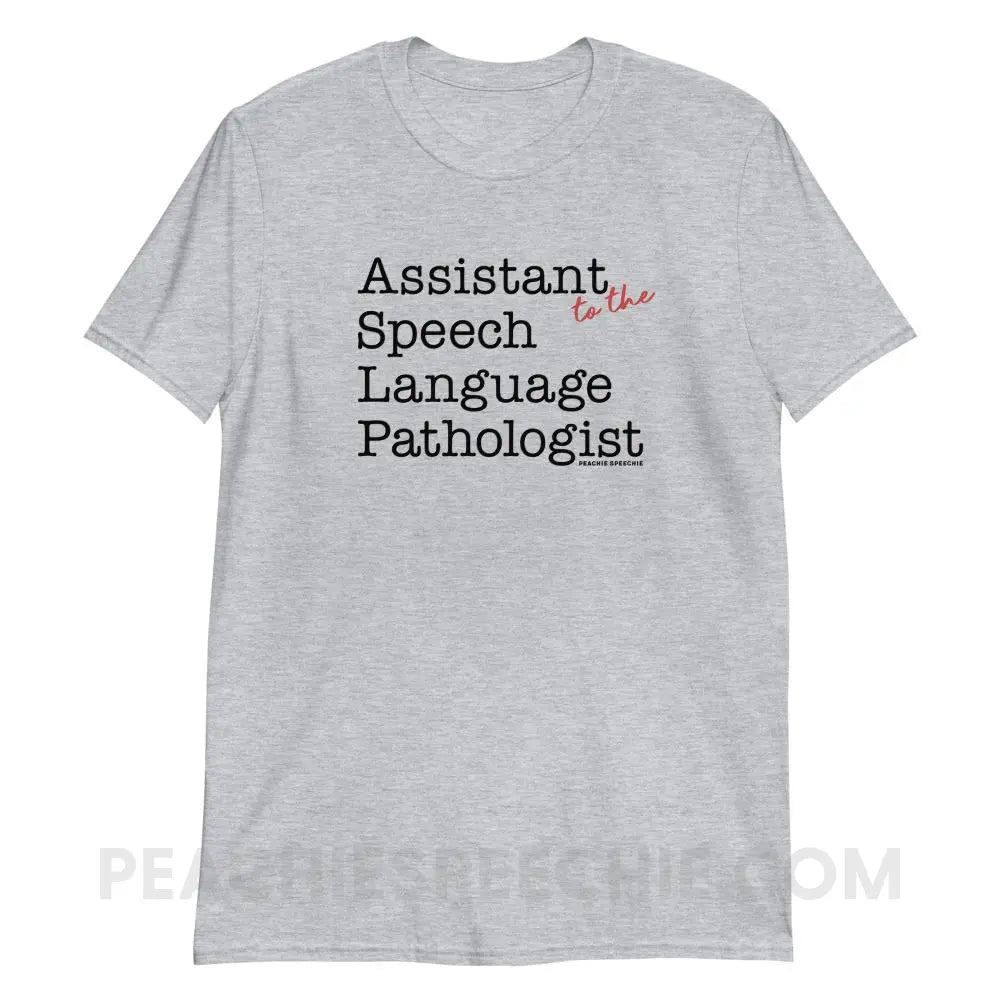 The Office Assistant (to the) Speech Language Pathologist Classic Tee - Sport Grey / S - peachiespeechie.com