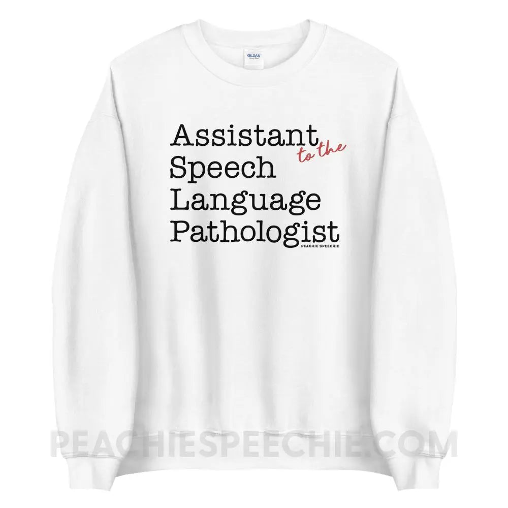 The Office Assistant (to the) Speech Language Pathologist Classic Sweatshirt - White / S - peachiespeechie.com