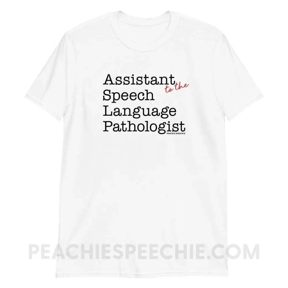 The Office Assistant (to the) Speech Language Pathologist Classic Tee - White / S - peachiespeechie.com