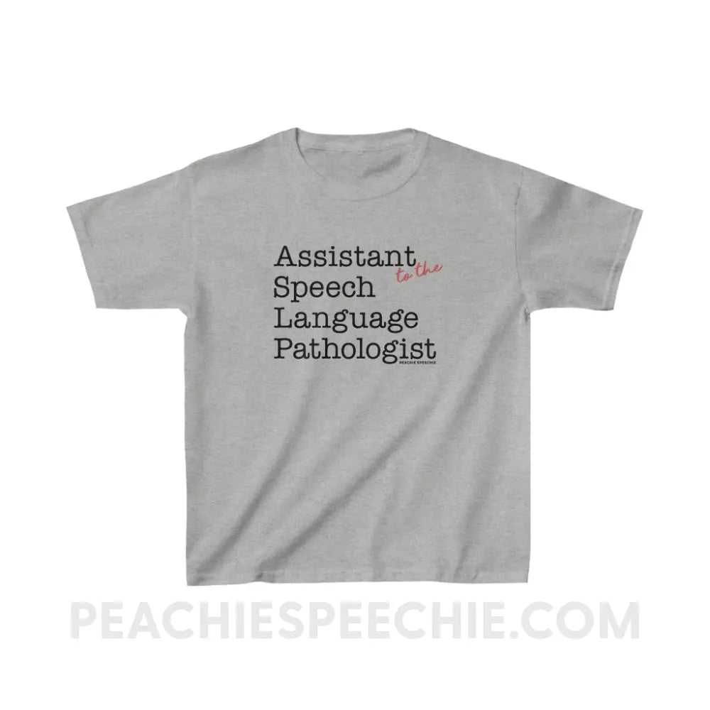 The Office Assistant (to the) Speech Language Pathologist Youth Tee - Sport Grey / XS - Kids clothes peachiespeechie.com