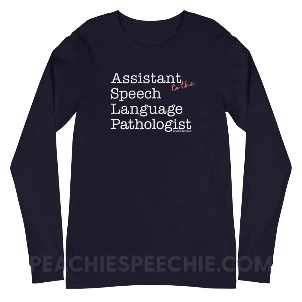 The Office Assistant (to the) Speech Language Pathologist Premium Long Sleeve - Navy / XS - peachiespeechie.com