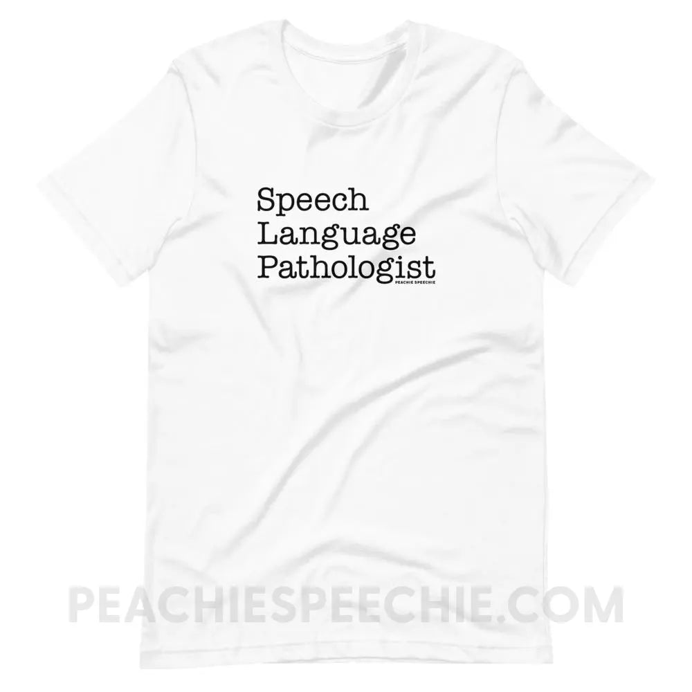 The Office Speech Language Pathologist Premium Soft Tee - White / XS - peachiespeechie.com