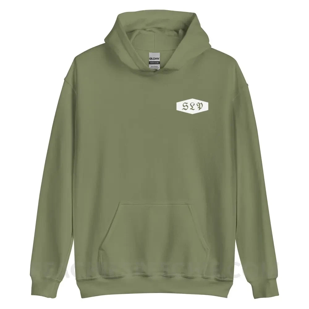 Old English More Than Just Words Emblem Classic Hoodie - Military Green / S - peachiespeechie.com