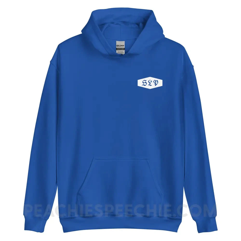 Old English More Than Just Words Emblem Classic Hoodie - Royal / S - peachiespeechie.com