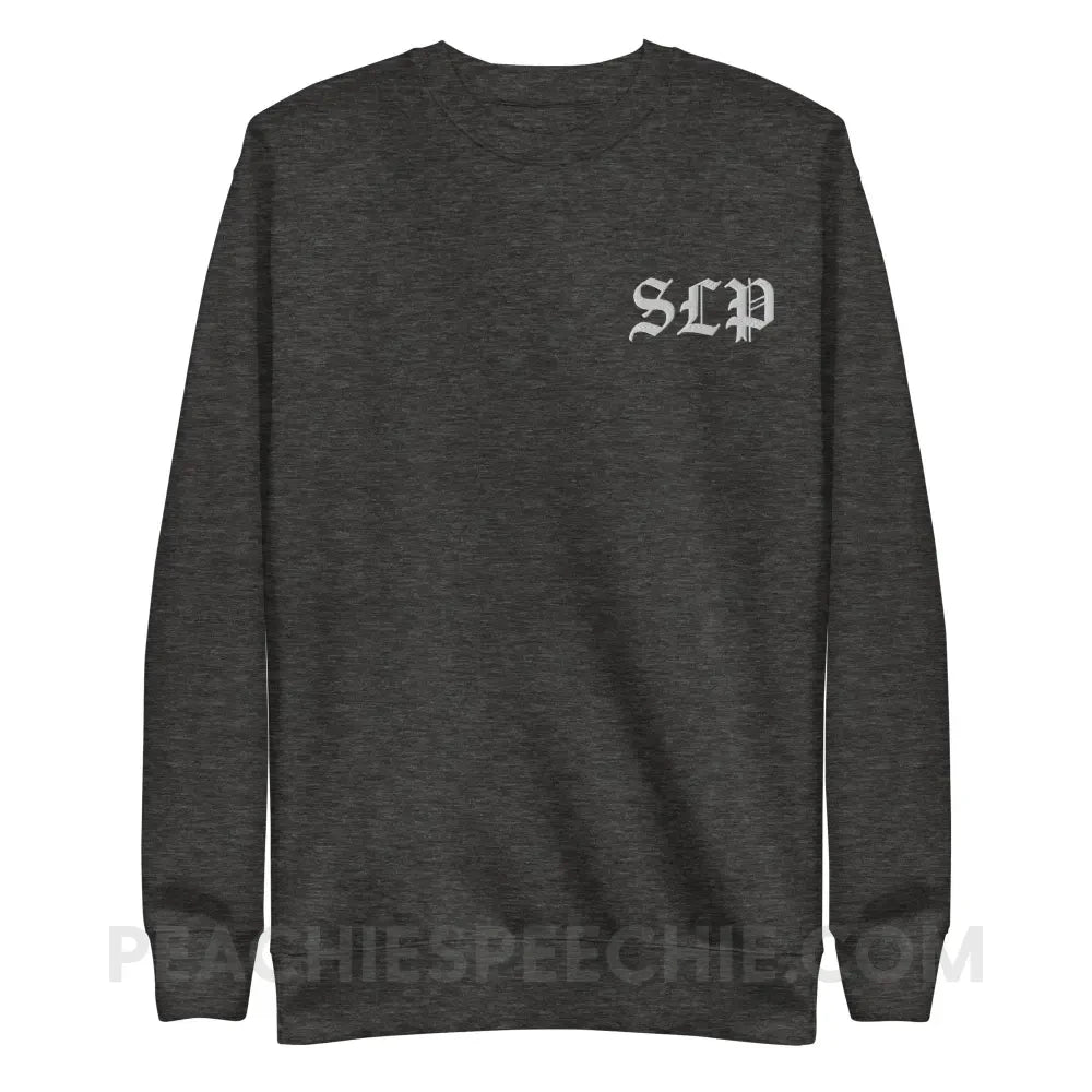 Old English SLP Embroidered Fave Crewneck - Charcoal Heather / S - peachiespeechie.com