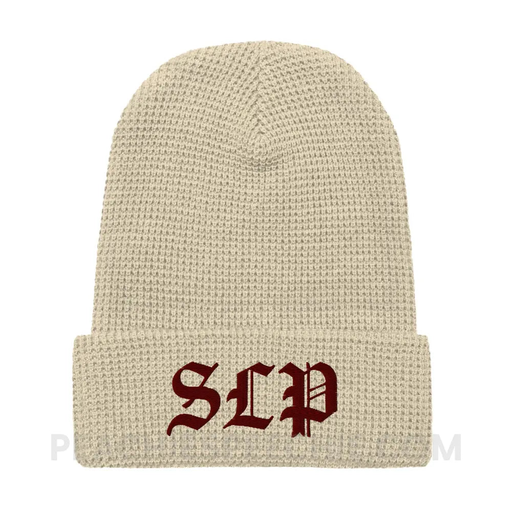 Old English SLP Waffle Beanie - Birch - peachiespeechie.com