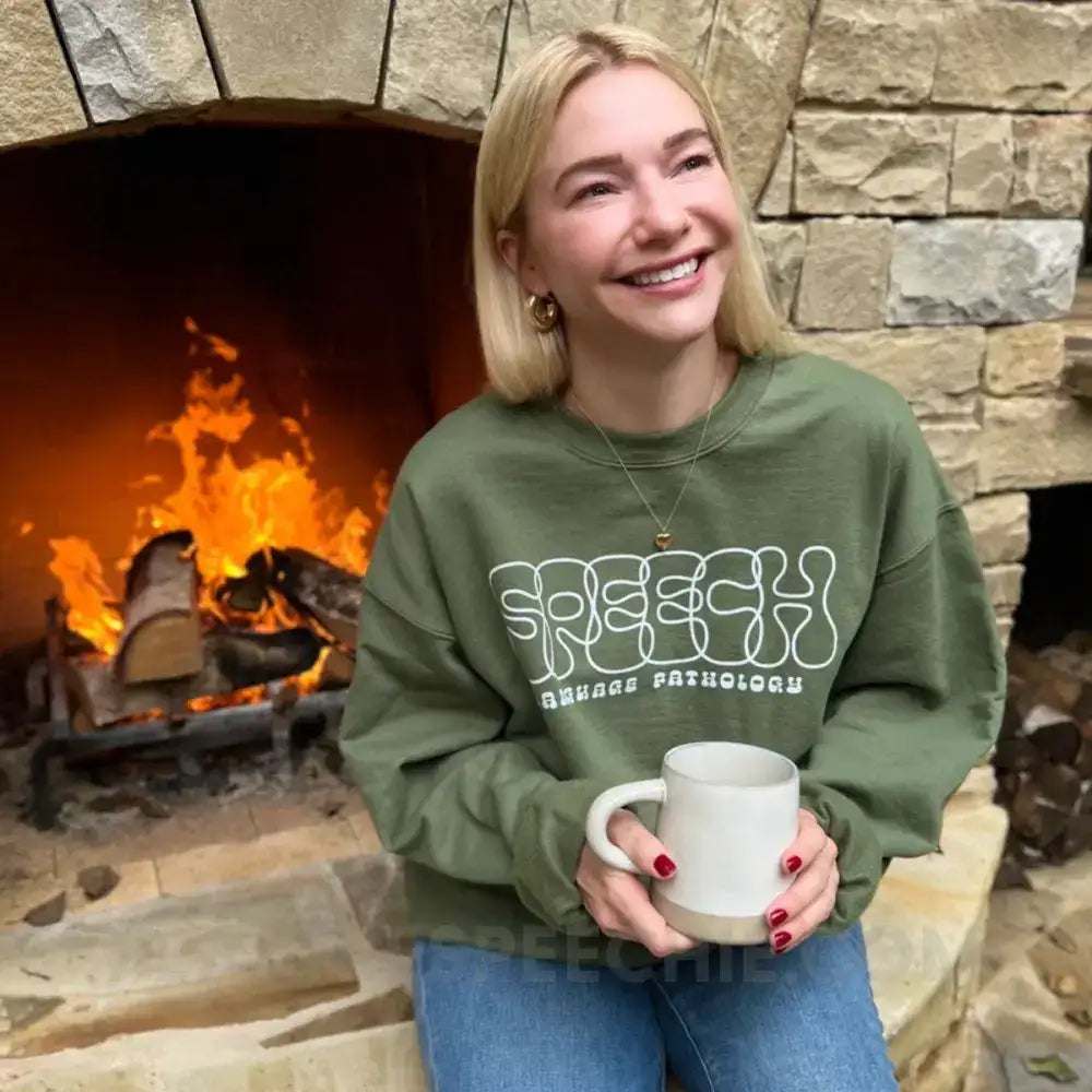 Overlapping Speech Classic Sweatshirt - Military Green / S - peachiespeechie.com