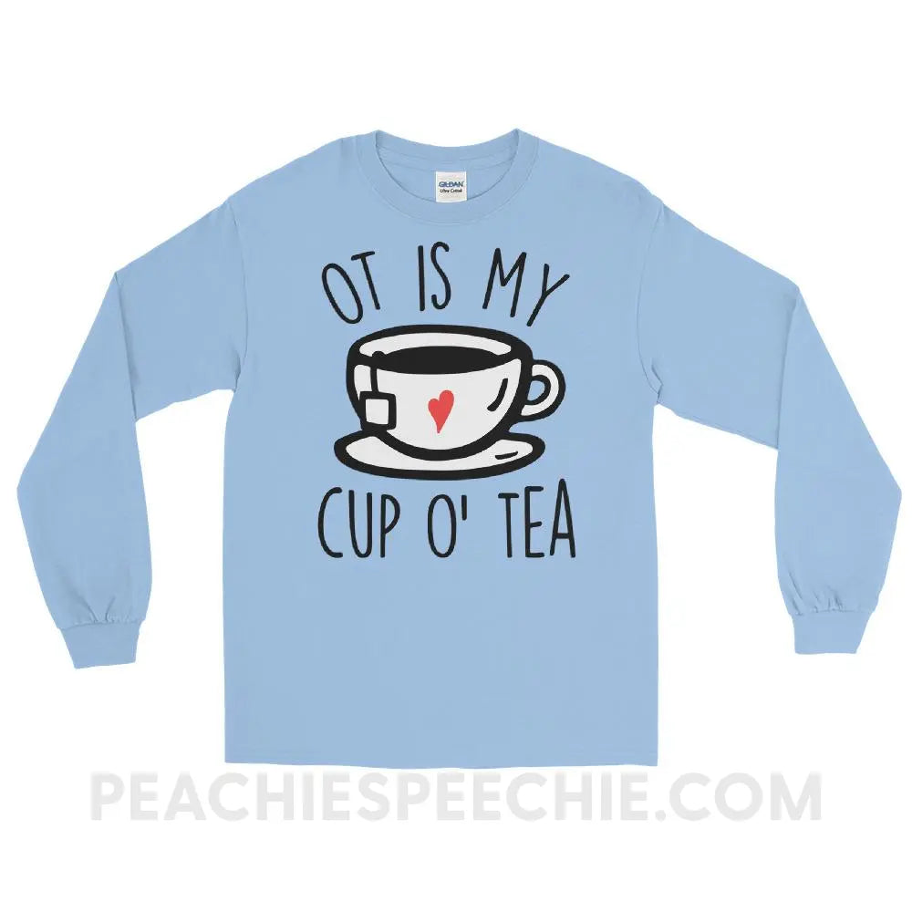 OT Is My Cup O’ Tea Long Sleeve Tee - Light Blue / S - T - Shirts & Tops peachiespeechie.com