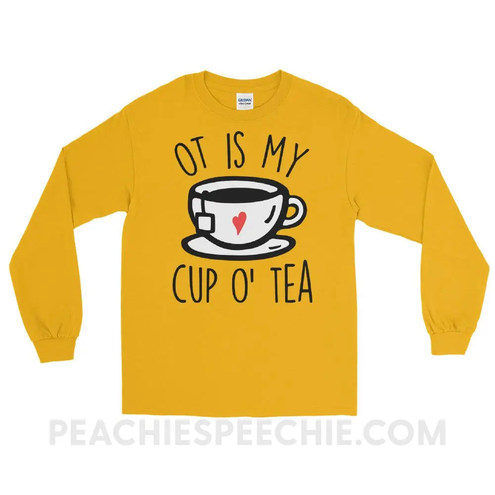 OT Is My Cup O’ Tea Long Sleeve Tee - T - Shirts & Tops peachiespeechie.com