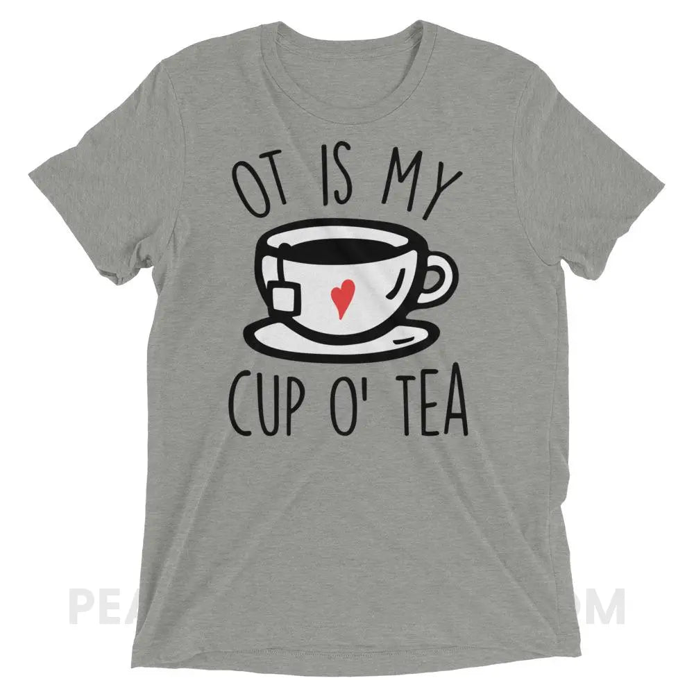 OT Is My Cup O’ Tea Tri-Blend Tee - Athletic Grey Triblend / XS - T-Shirts & Tops peachiespeechie.com