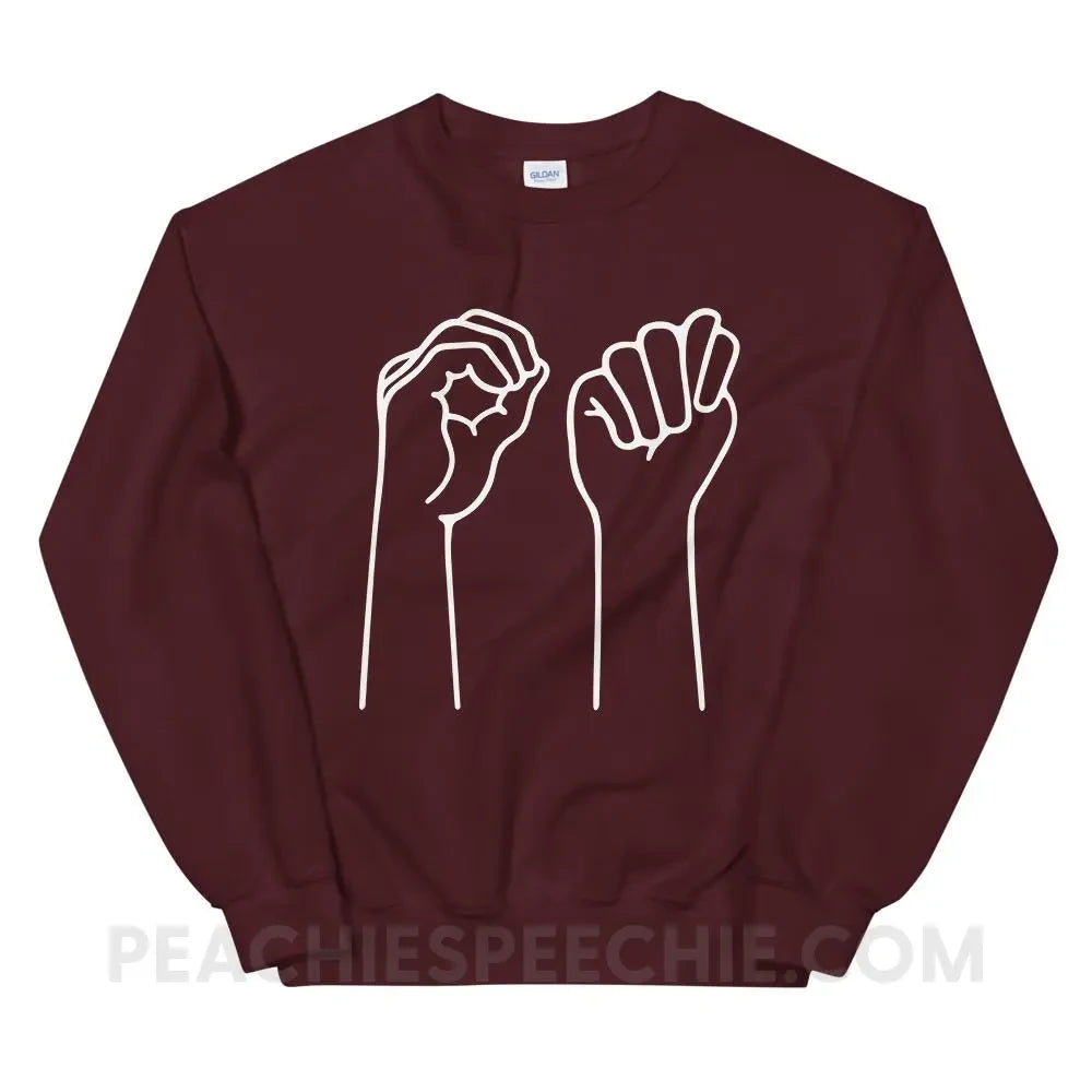 OT Hands Classic Sweatshirt - Maroon / S - Hoodies & Sweatshirts peachiespeechie.com