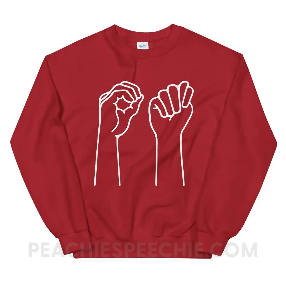 OT Hands Classic Sweatshirt - Red / S - Hoodies & Sweatshirts peachiespeechie.com