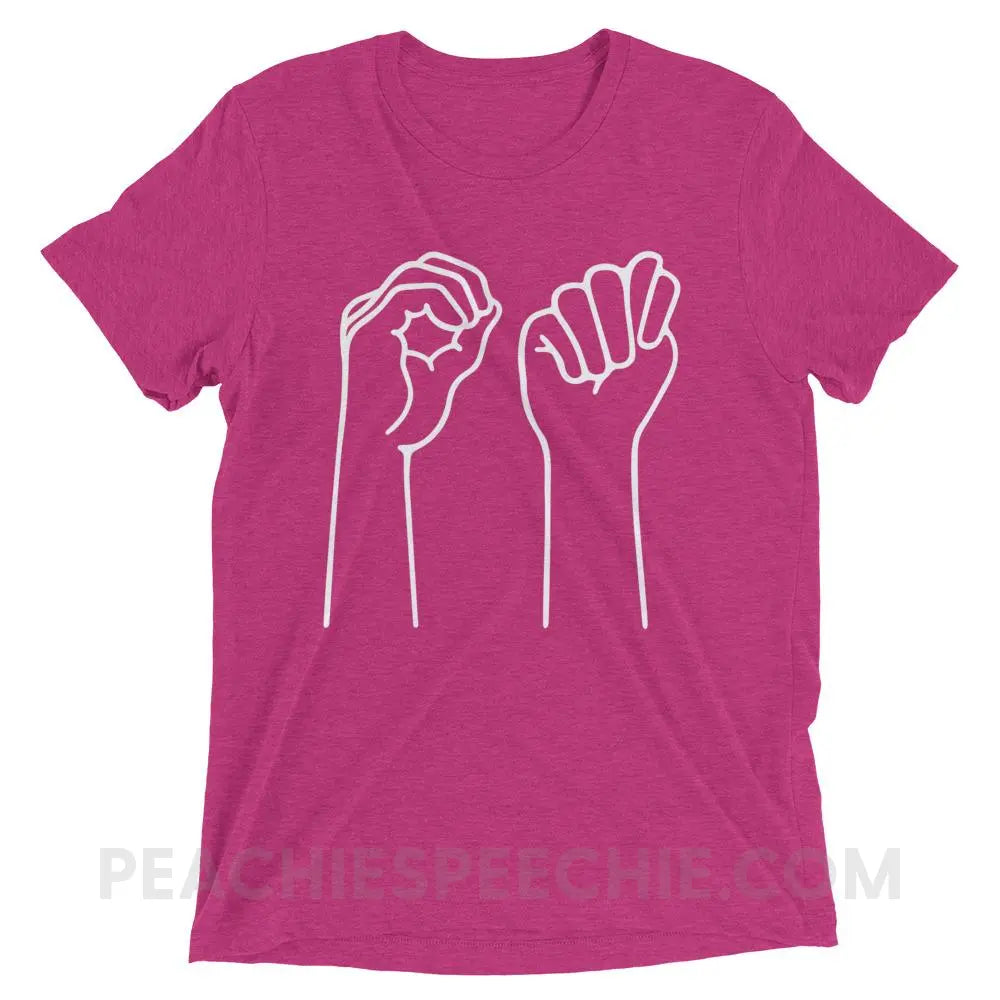 OT Hands Tri-Blend Tee - Berry Triblend / XS - T-Shirts & Tops peachiespeechie.com
