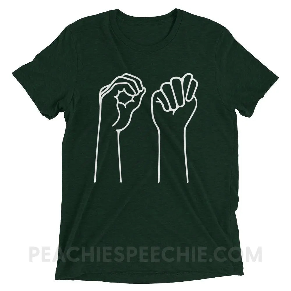 OT Hands Tri-Blend Tee - Emerald Triblend / XS - T-Shirts & Tops peachiespeechie.com