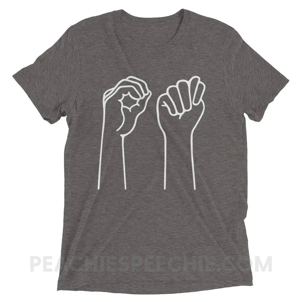 OT Hands Tri-Blend Tee - Grey Triblend / XS - T-Shirts & Tops peachiespeechie.com
