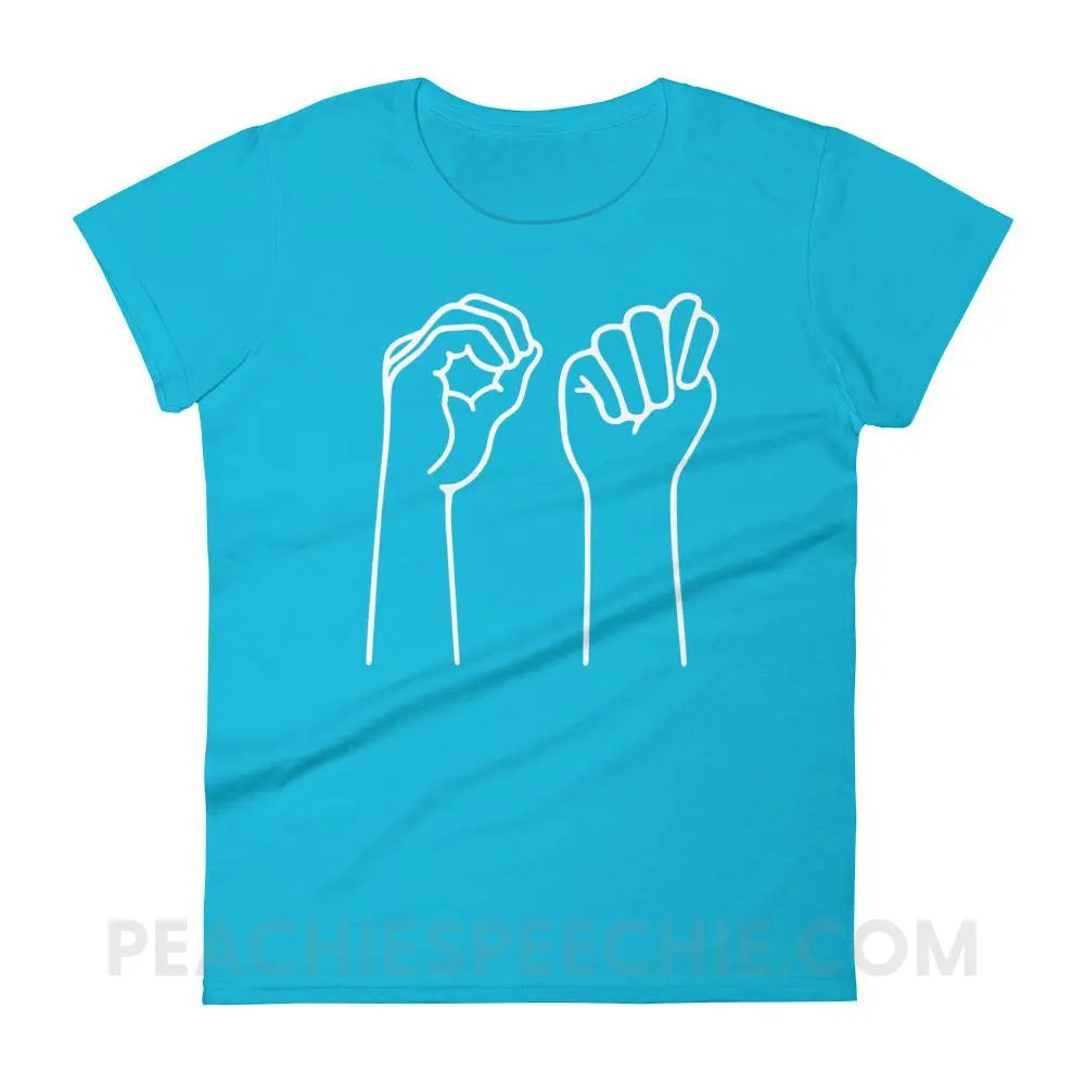 OT Hands Women’s Trendy Tee - Caribbean Blue / S T-Shirts & Tops peachiespeechie.com