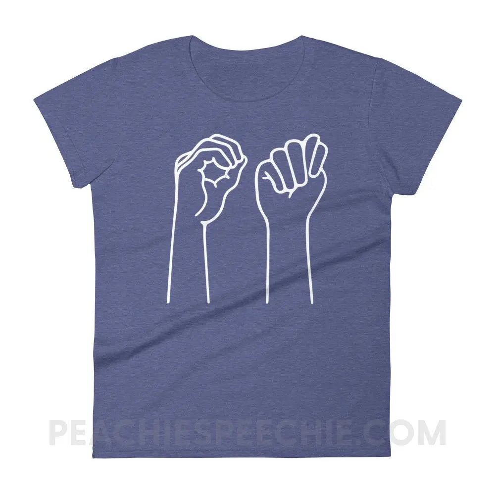 OT Hands Women’s Trendy Tee - Heather Blue / S T-Shirts & Tops peachiespeechie.com