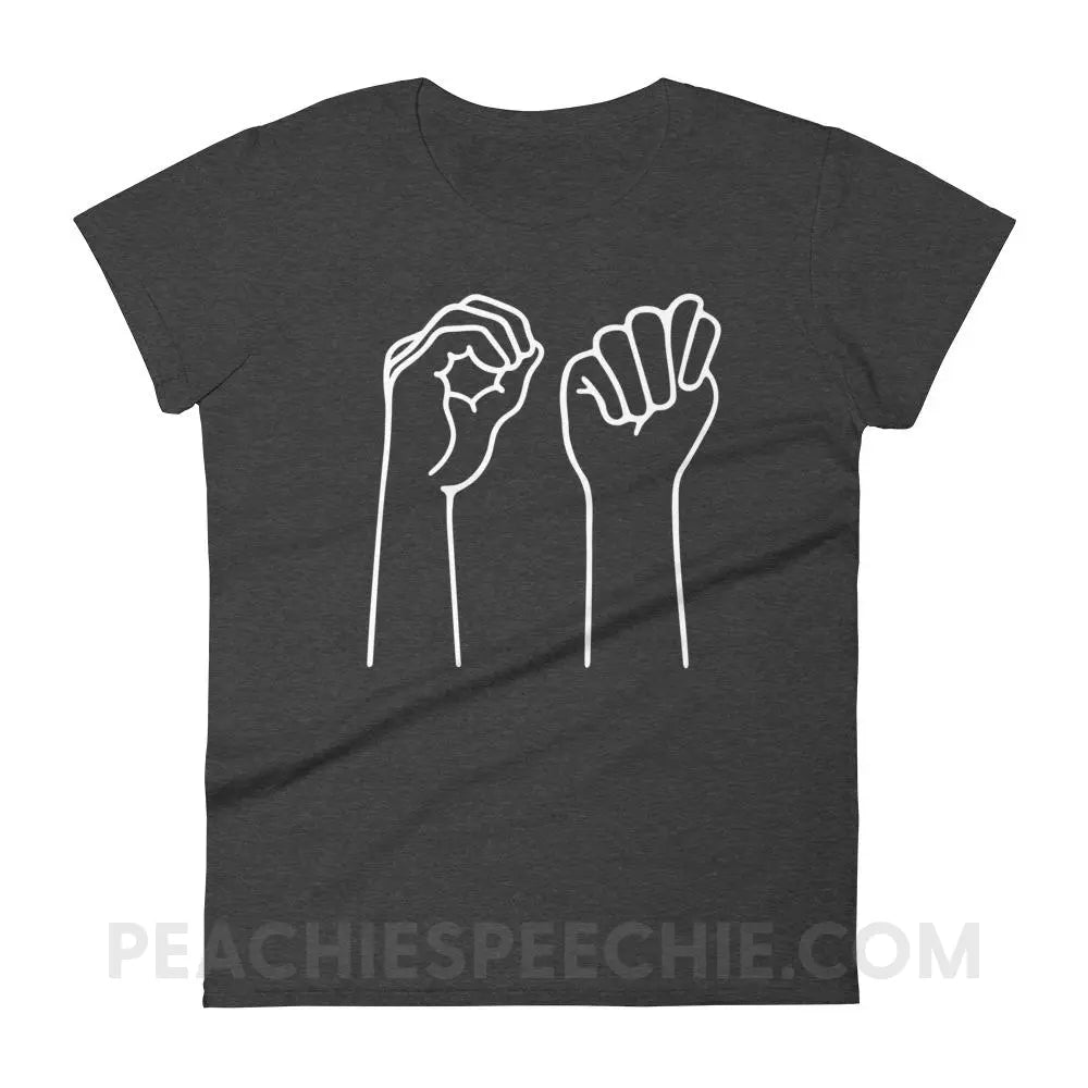 OT Hands Women’s Trendy Tee - Heather Dark Grey / S T-Shirts & Tops peachiespeechie.com