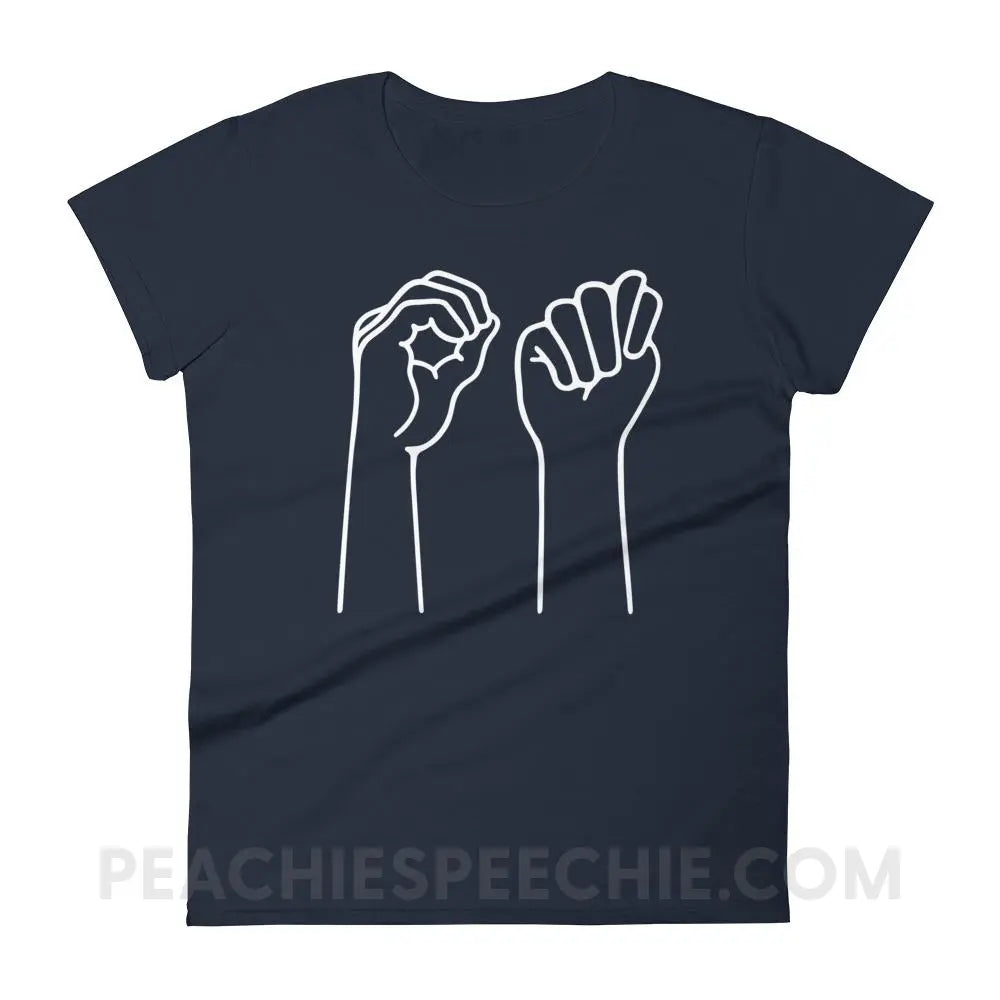 OT Hands Women’s Trendy Tee - Navy / S T-Shirts & Tops peachiespeechie.com