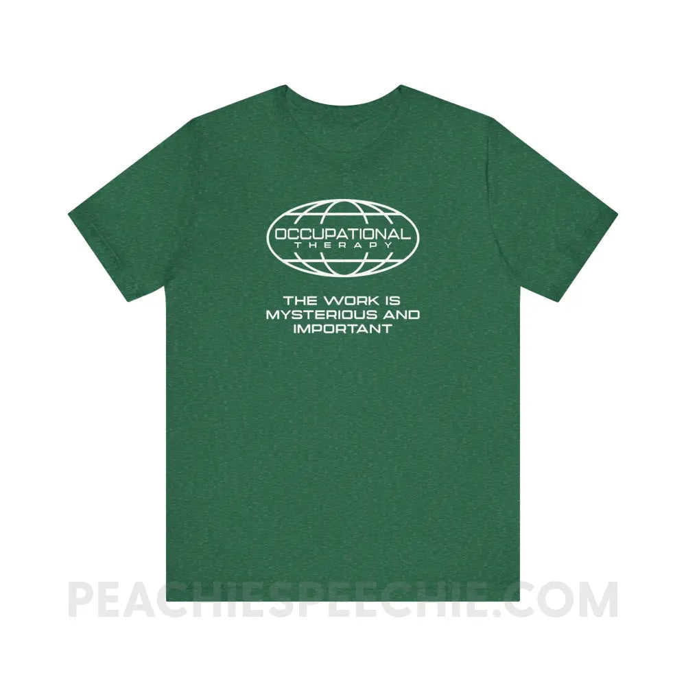 OT Is Mysterious And Important Premium Soft Tee - Heather Grass Green / XS - T-Shirt peachiespeechie.com