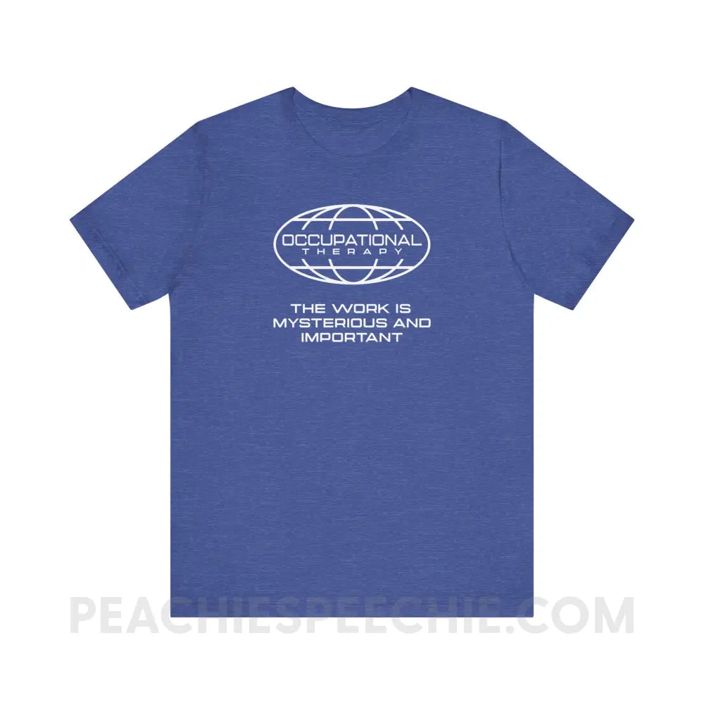 OT Is Mysterious And Important Premium Soft Tee - Heather True Royal / XS - T-Shirt peachiespeechie.com