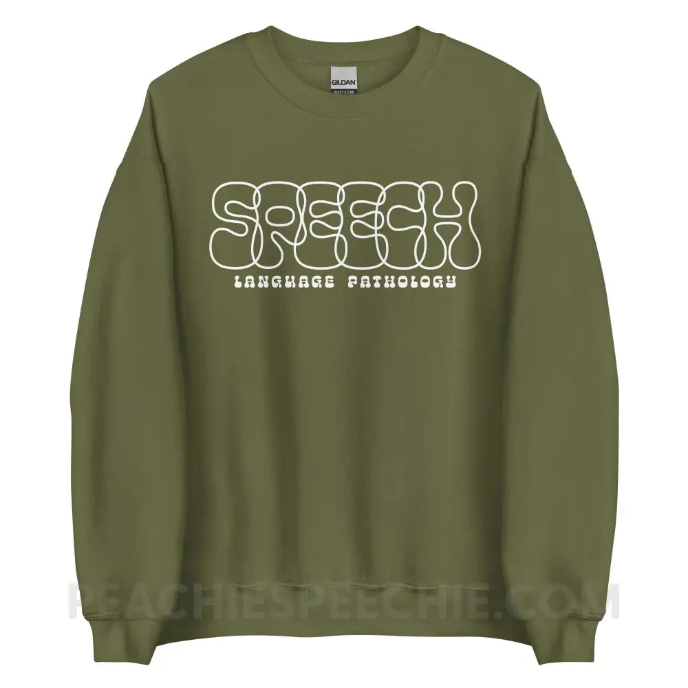 Overlapping Speech Classic Sweatshirt - Military Green / M - peachiespeechie.com