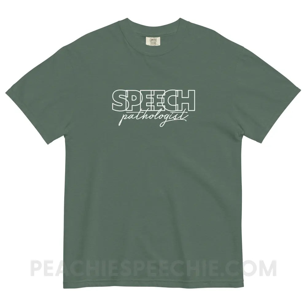 Overlapping Speech Pathologist Comfort Colors Tee - Blue Spruce / S - peachiespeechie.com