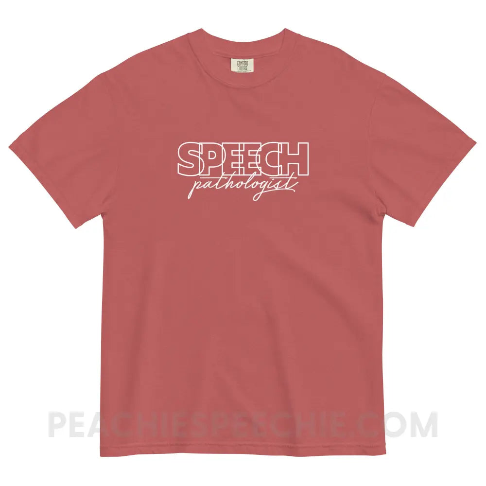 Overlapping Speech Pathologist Comfort Colors Tee - Crimson / S - peachiespeechie.com