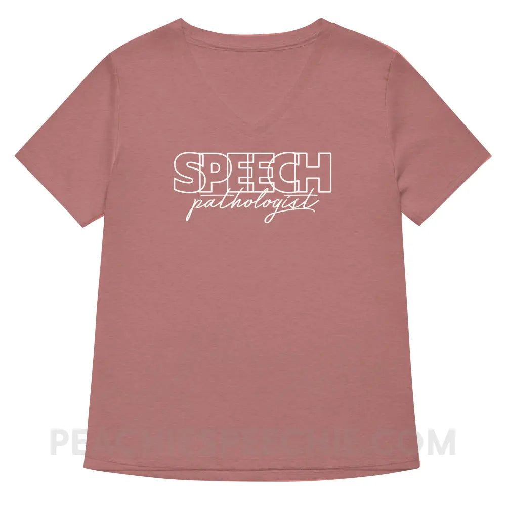 Overlapping Speech Pathologist Premium Women’s V-Neck - Heather Mauve / S - peachiespeechie.com