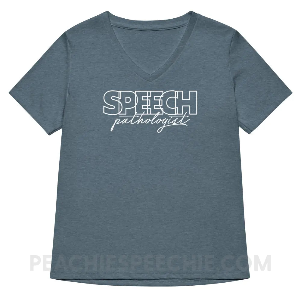 Overlapping Speech Pathologist Premium Women’s V-Neck - Heather Slate / S - peachiespeechie.com