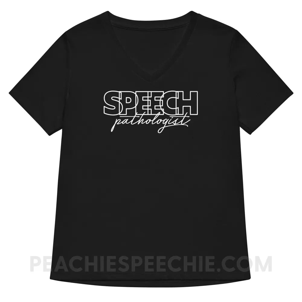 Overlapping Speech Pathologist Premium Women’s V-Neck - Solid Black Blend / S - peachiespeechie.com